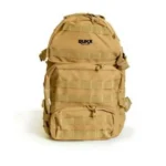ATI Rukx Gear Tactical 3 Day Backpack, tan front view with MOLLE webbing and zip pockets