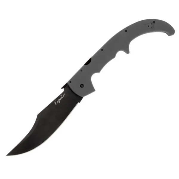 Cold Steel Espada XL folding knife open, with black blade and grey handle