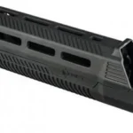 Mission First Tactical Tekko AR15 Carbine rail system in black, angled side view with M-LOK slots