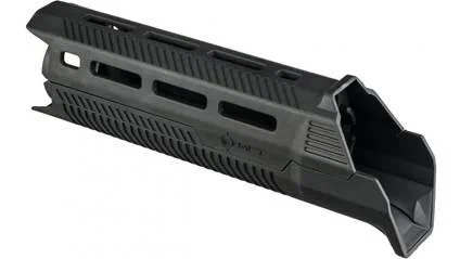 primary-43298 Mission First Tactical Tekko AR15 Carbine rail system in black, angled side view with M-LOK slots