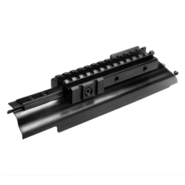 NcStar AK Tri-Rail Receiver Cover and Mount, black angled view with top and side rails