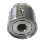 Wilson Micro-Adjustable Bullet Seater Cap, stainless steel close-up with knurled edge and threaded hole