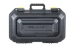 PLANO ALL WEATHER 2 FOUR PSTL CASE, closed black front view with handle and yellow latches
