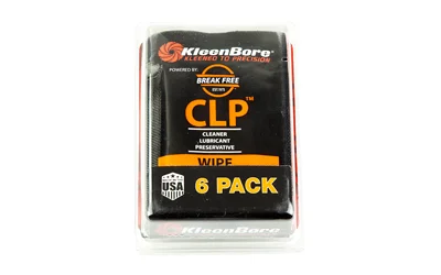 primary-4341 Kleen-Bore CLP Break Free Wipe 6PK, front view of black and orange retail packet