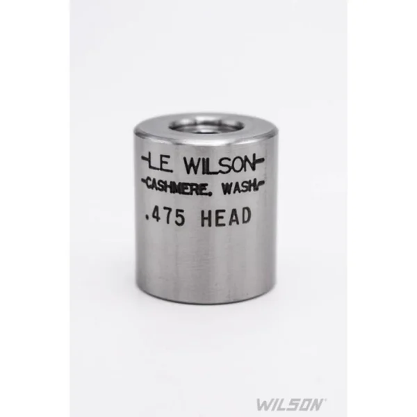 Wilson Decapping Base, silver cylindrical base with central opening and engraved lettering