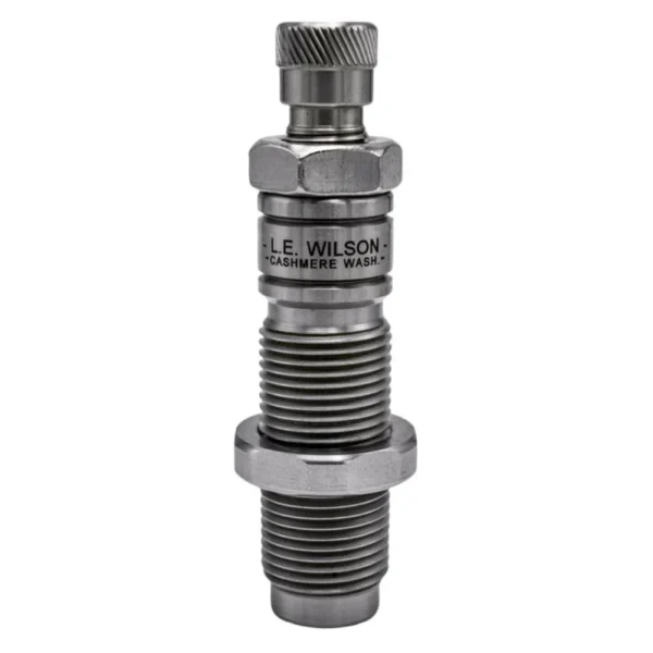 L.E. Wilson Bushing Type Full Length Sizing Die 223 Rem, silver front view with threaded body