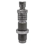 L.E. Wilson Full Length Sizing Die, silver threaded die with knurled top, front view