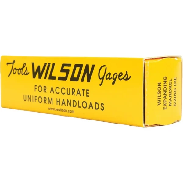 L.E. Wilson Expanding Mandrel Die Only, yellow Wilson-branded box in angled view