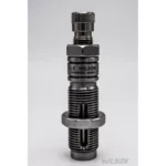 L.E. Wilson Die with Expanding Mandrel, black and silver threaded die in front view