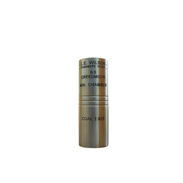 Wilson Brass Minimum Dimension Gage SAAMI Chamber, upright brass cylinder with engraved text