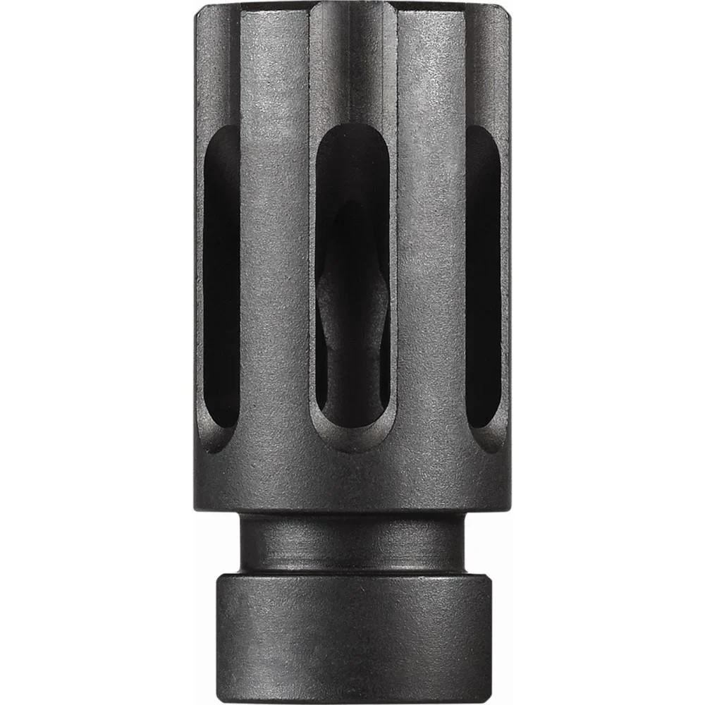 primary-43535 Daniel Defense Flash Suppressor Assy 12-28, black front view with vertical ports