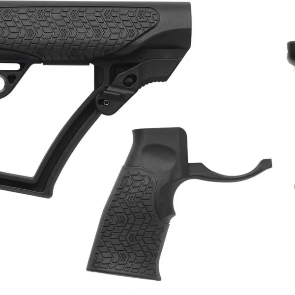 Daniel Defense Collapsible Buttstock Combo, black stock, pistol grip and vertical foregrip