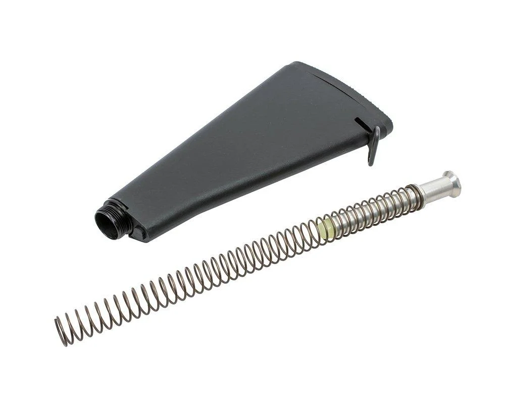 primary-43553 CMMG Receiver Extension and Stock Kit A1 Mk3, black stock with recoil spring and buffer