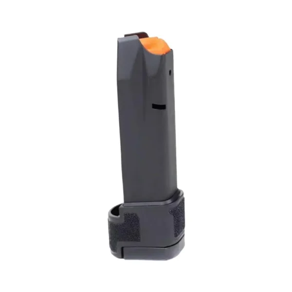 Diamondback DBAM29 Extended Handgun Magazine, black angled view with orange follower