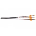Ravin Match-Grade Lighted Bolts, three black bolts with orange fletching, side view