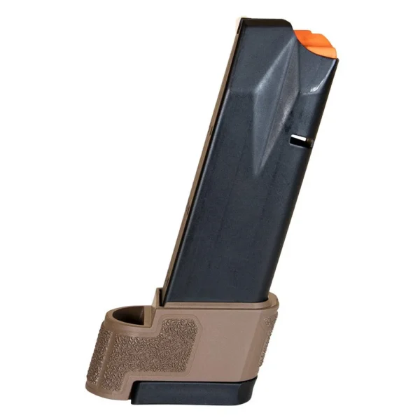 Diamondback DBAM29 Extended Handgun Magazine, angled view with black body and FDE base