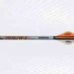 Ravin Premium Crossbow Bolts, single black bolt with orange vanes in side view