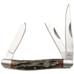 Rock Ridge Outdoors Roper Knives Stockman Chaparral pocket knife, brown bone handle, three blades open