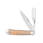 Rock Ridge Outdoors ABKT Cattleman Chuckwagon Trapper Knife 3-1/4" Blade with Fork Blade Zebrawood