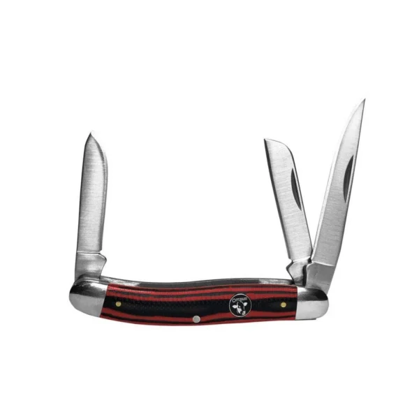 Rock Ridge Outdoors ABKT Cattleman Stockman Cowhand Series Knife, red handle with three blades open