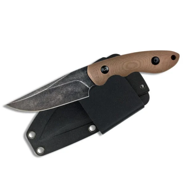 Rock Ridge Outdoors ABKT Elite Shadow Predator Fixed Knife dark blade, brown handle and black sheath