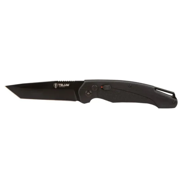 Rock Ridge Outdoors Telum Titan Tactical Automatic Folding Knife, open black side view