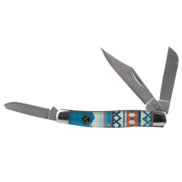 Rock Ridge Outdoors ABKT Roper Stockman knife with patterned handle and three open blades