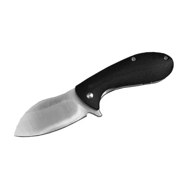 Rock Ridge Outdoors ABKT Elite BB Grunt folding knife, open with silver drop-point blade and black handle