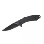 Rock Ridge Outdoors ABKT Elite Ember Folding Knife, open with black blade and textured black handle