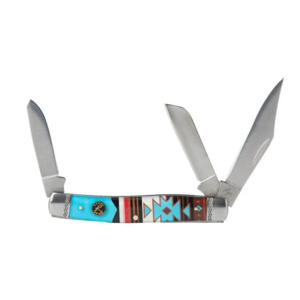 Rock Ridge Outdoors ABKT Roper Stockman Sunset Series II Knife, three open blades and colorful handle