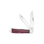 Rock Ridge Outdoors ABKT Cattleman Trapper Cowhand Knife, red handle with two open silver blades