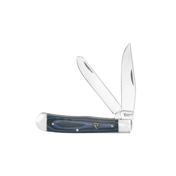 Rock Ridge Outdoors ABKT Cattleman Trapper Cowhand Knife with blue handle and two open blades