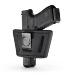 1791 Universal IWB/OWB Holster Large Stealth, black holster with handgun inserted, front view