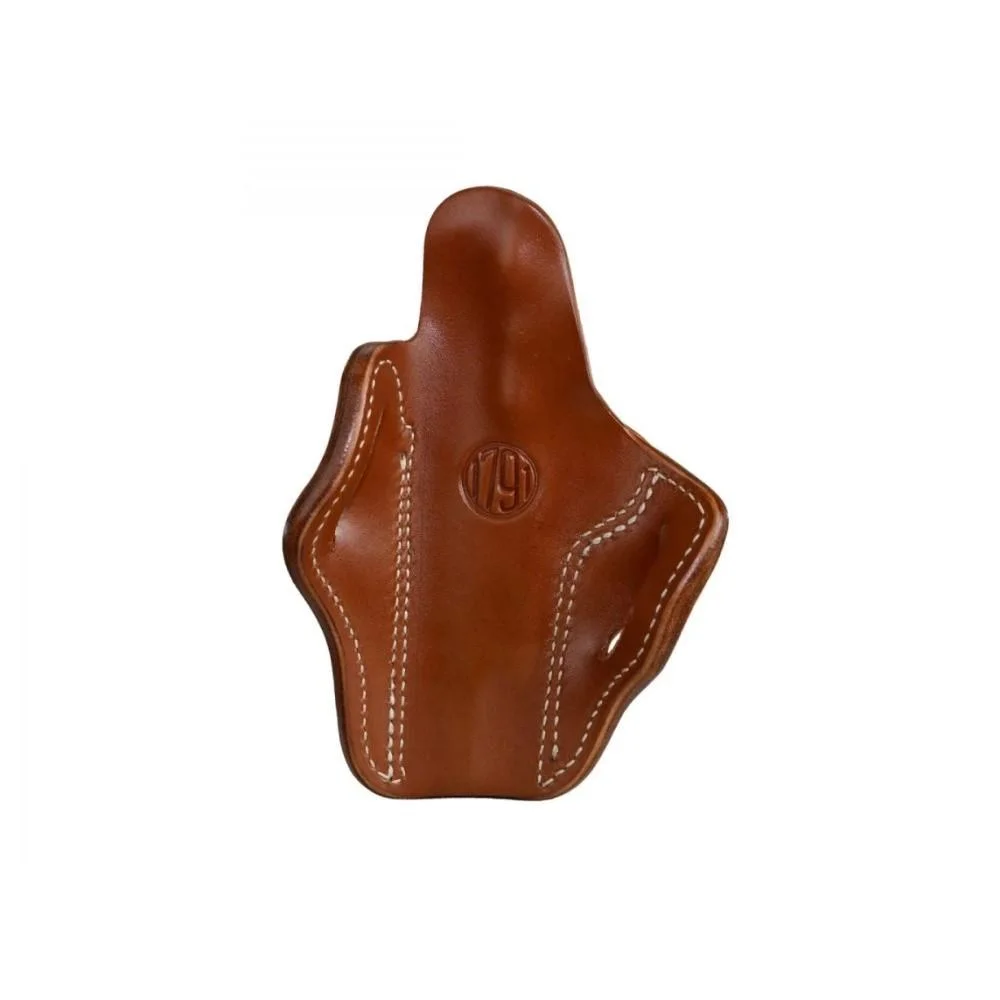 primary-43681 1791 Optic Ready Belt Holster Size 1 Classic Brown RH front view with white stitching