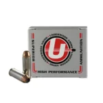 Underwood Ammo XTP Handgun Ammunition, silver box with two cartridges in front