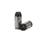 Underwood Hard Cast Black Cherry, two silver cartridges with black flat-nose bullets