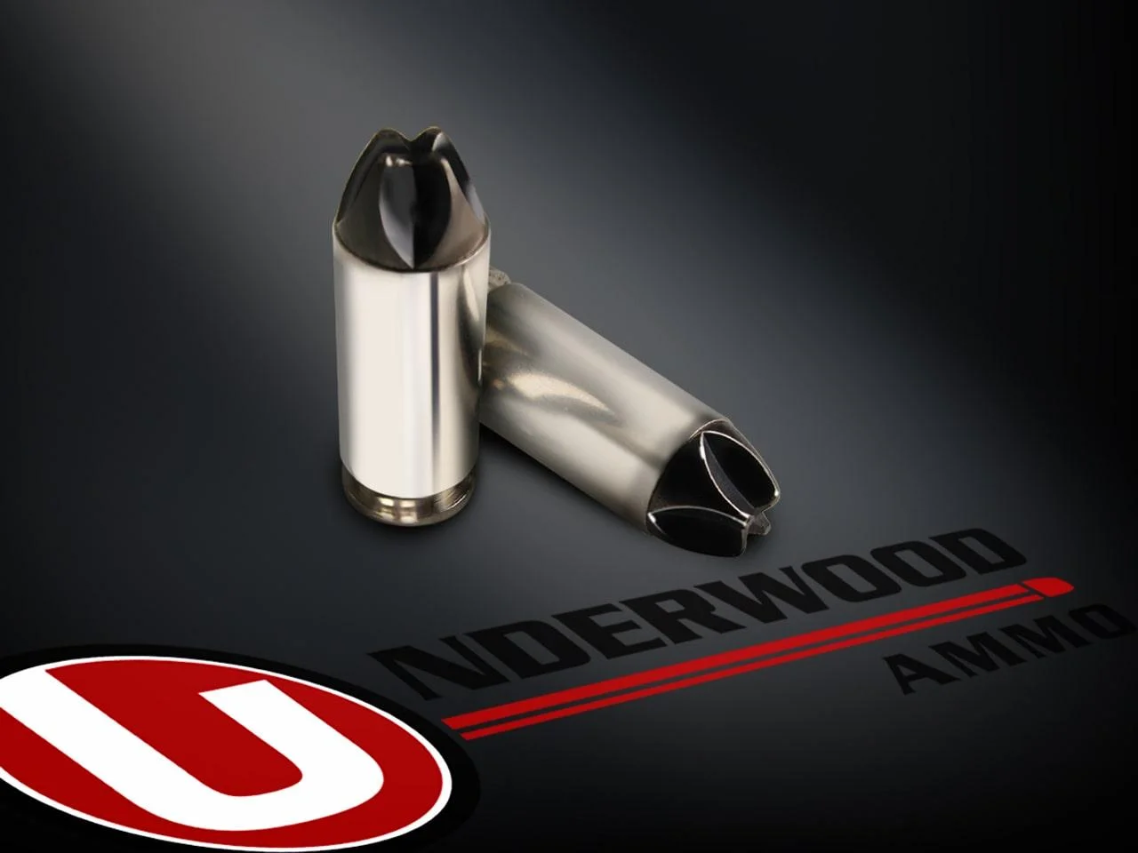 primary-43744 Underwood Ammo Xtreme Hunter Platinum, two silver cartridges on black branded packaging