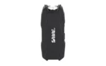 SABRE 1.5 UC Stun Gun W/Bat Indctr, black front view with exposed top contacts and white logo