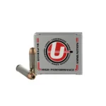 Underwood Ammo XTP Handgun Ammunition, gray box with two cartridges displayed in front