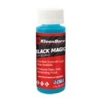 Kleen-Bore KLEEN BR BLACKMAGIC BLUING 2OZ BTL, blue liquid bottle with red label and white cap