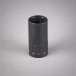 SilencerCo Delta Adapter black cylindrical threaded adapter, angled top view