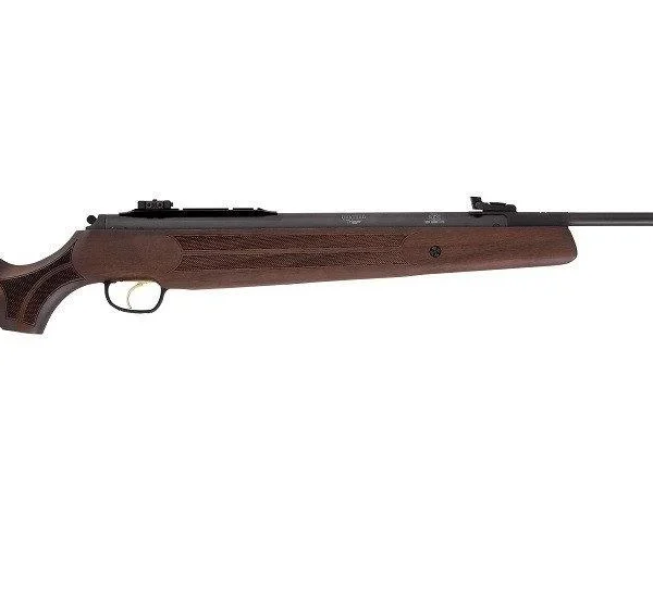 Hatsan Model 135 Vortex QE, right-side view with walnut stock, black barrel and sights