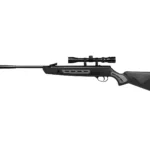 Hatsan 1000S Spring Striker Combo Air Rifle, black right-side view with mounted scope and synthetic stock