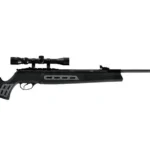 Hatsan Mod 125 Spring Sniper Combo, black side view with mounted scope and skeletonized stock