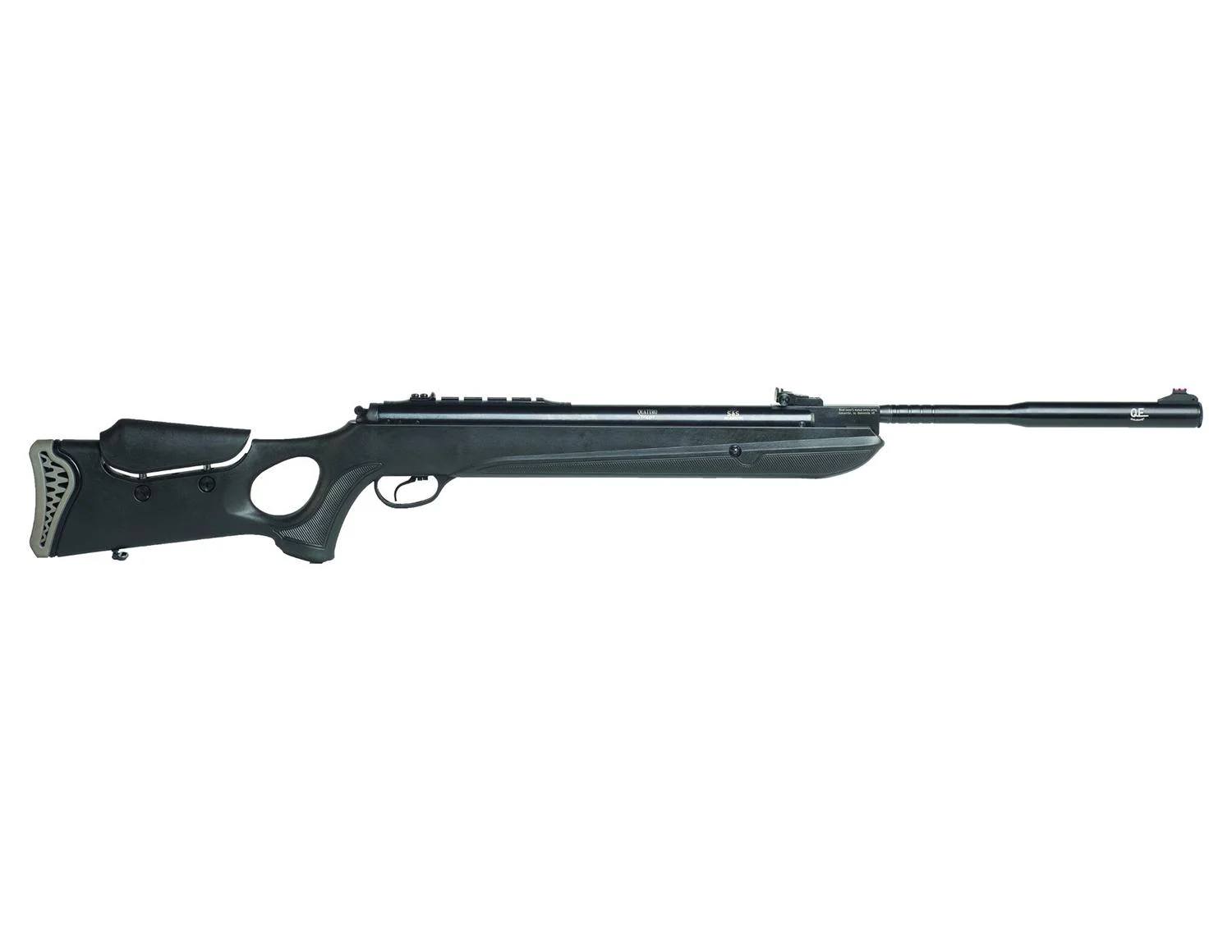 primary-43866 Hatsan Mod 130S Vort QE airgun, black right-side view with thumbhole stock and open sights