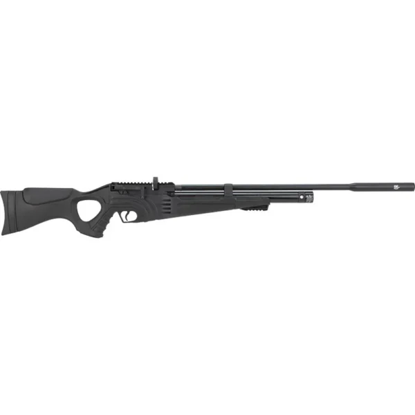 Hatsan Flash-R QE Air Rifle Regulated .22 910fps, black right-side view with thumbhole stock