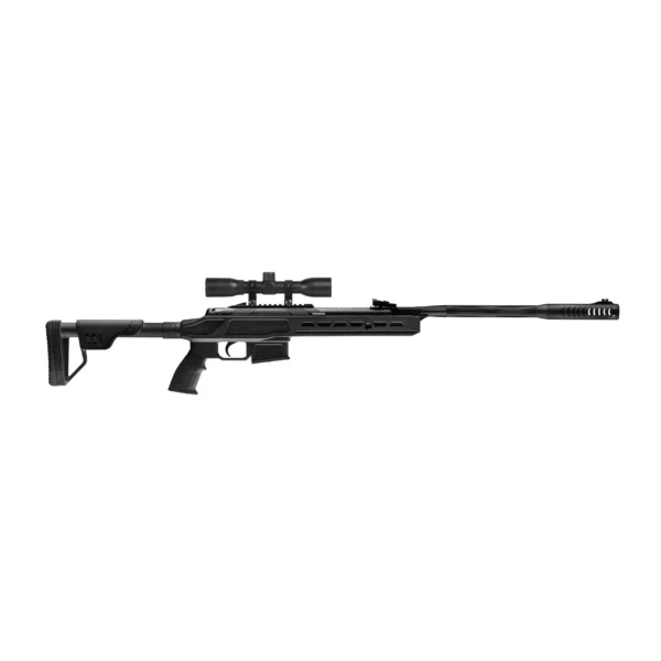 Hatsan Zada Airgun Rifle right-side view in black with mounted scope and skeleton-style stock
