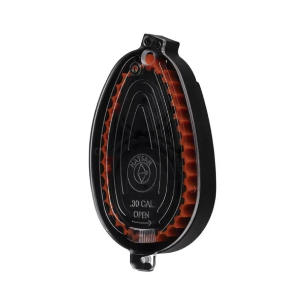 Hatsan Blitz Airgun Rifle Magazine, black front view with orange internal ring and oval housing