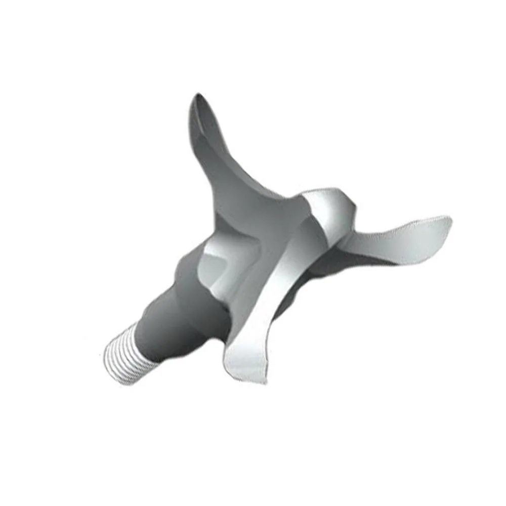 primary-43924 G5 Outdoors Small Game Head, silver three-blade head in angled side view