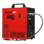 Hatsan SURGE PCP Air Compressor red and black unit with handle, display and braided hose